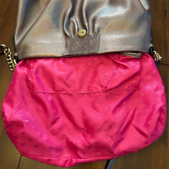 Juicy Couture Iridescent Fold Over Zip Flap Crossbody Metallic Gray - Picture 8 of 16